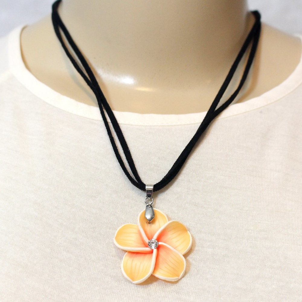Deadstock Y2K Polymer Clay Hawaiian Suede Necklace